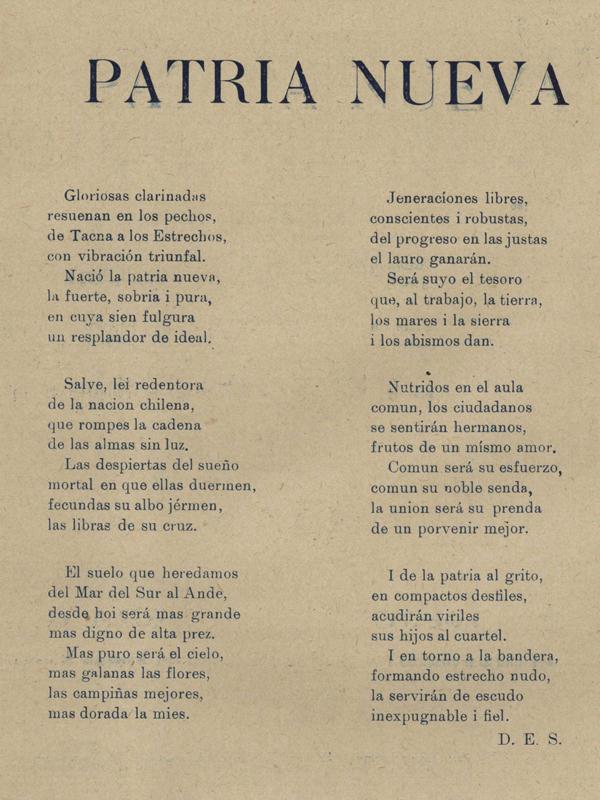 Letra del Himno Patria Nueva por Darío Salas Díaz